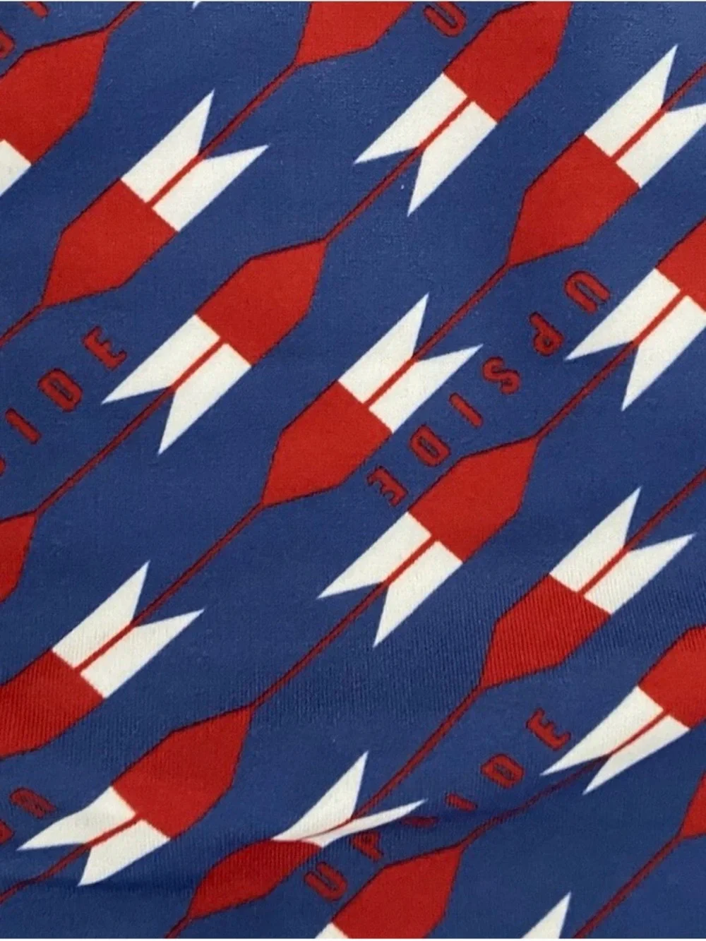 The Upside Blue Swimsuit with Red & White Geometric Print